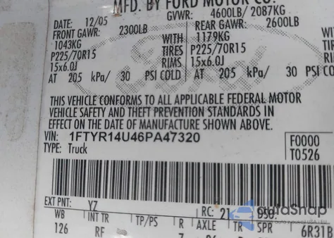 2006 Ford Ranger Super Cab from USA, damaged, VIN 1FTYR14U46PA47320